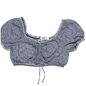 American Eagle Floral Crop Top NWT‎ Cottagecore Puff Sleeve cinch Front Size 2X